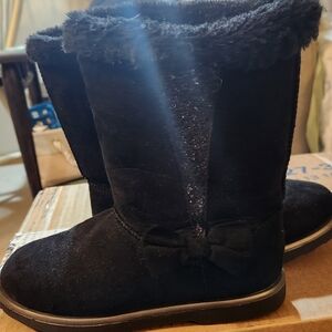 Black Suede Boots with Bow